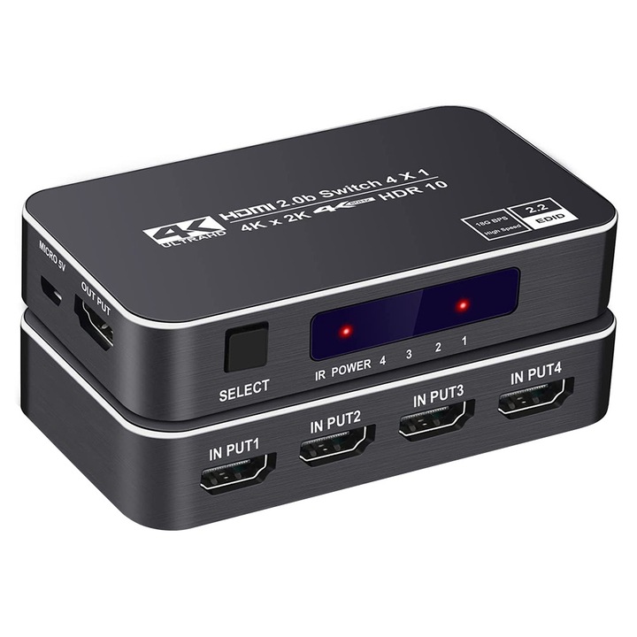 OEM Switch Splitter, HDMI 2.0, 18 Gbps, fekete