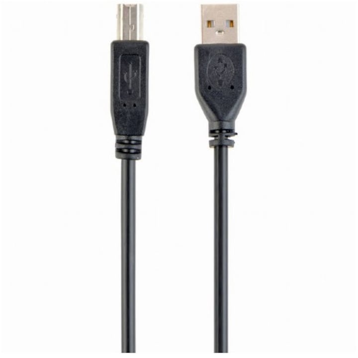 Cablu USB Gembird pentru imprimanta, USB-A 2.0 la USB-B 2.0, 3m, conectori auriti, Negru, CCP-USB2-AMBM-10