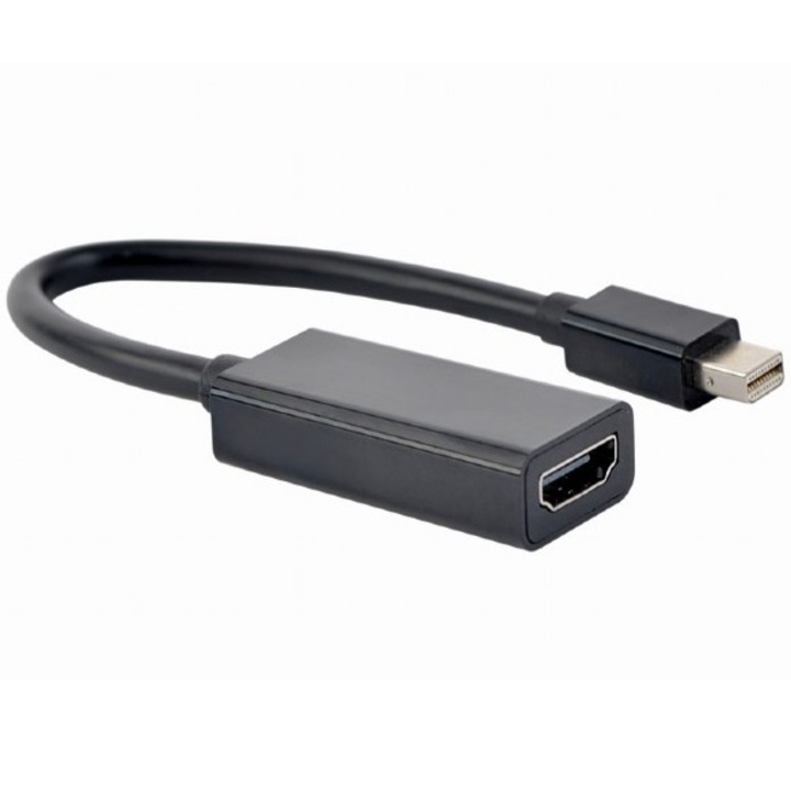 Видео адаптер Gembird, Mini-DisplayPort (T) към HDMI (M), Максимална разделителна способност 4K при 30Hz, Черен, A-mDPM-HDMIF4K-01