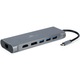 Докинг станция Gembird 8-in-1, USB-C, USB-A 3.1 x 4, HDMI x 1, DP x 1, VGA x 1, RJ45 x 1, PD 60 W, SD, microSD, Аудио, Сребрист, A- CM-COMBO8-01