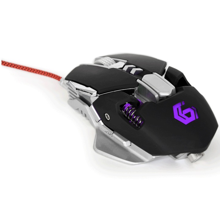 Mouse gaming, Gembird 4000 dpi, iluminare, butoane programabile, Negru / Gri, MUSG-05