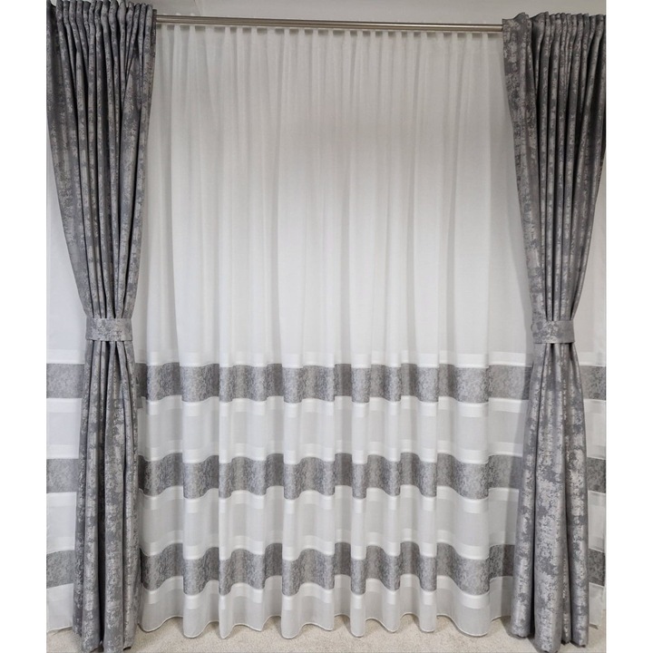 Perdea In Cristal cu dunga Gri, 600 x 250