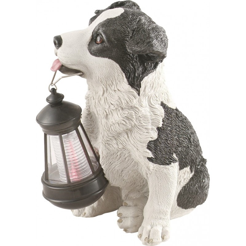 Figurina solara decorativa, ProCart, catel, culoare alb-negru, IP44