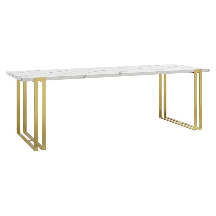 Masa extensibila Fowiq Auriu, 140-240x80x76, Mirjan 24, auriu / marmura alba