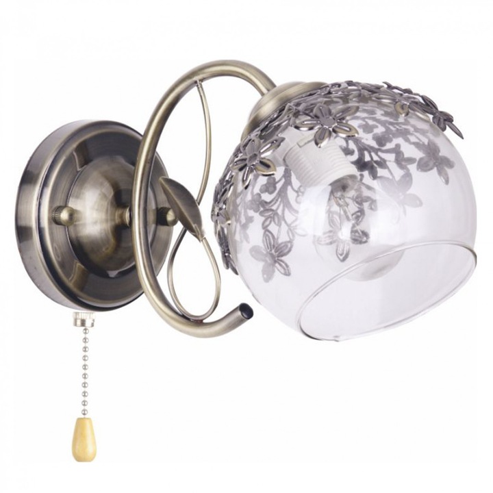 Aplica Desert LY-3461, 1xE27, cu intrerupator, alba+bronz, IP20, Klausen