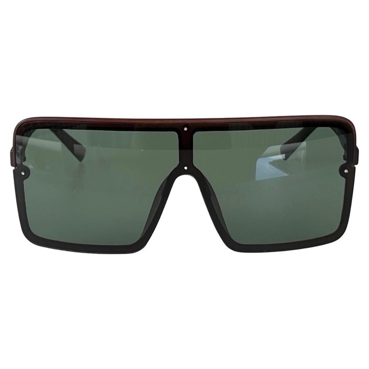 Ochelari de soare, Unisex, Oversize, Protectie UV400, Rama Maro, Lentile Negre