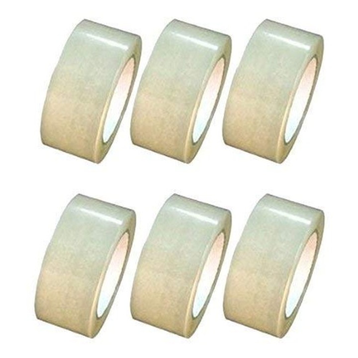 Set 6 buc Banda adeziva tip scotch By Fitilomania Transparenta latime 48 mm x 60 m lungime