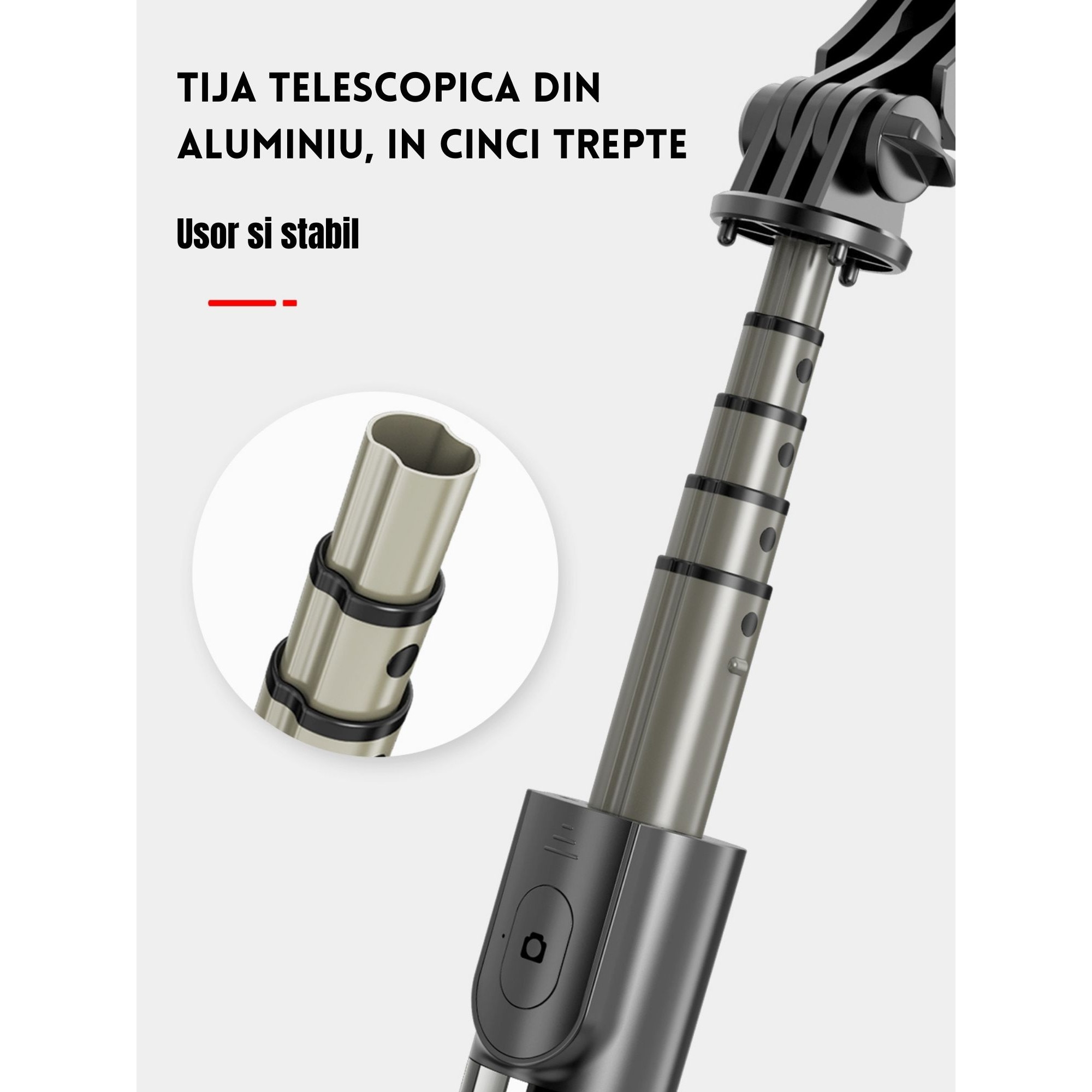 Suport Pentru Telefon Reglabil / Selfie Stick / Trepied Telescopic 3 In - Foto 10