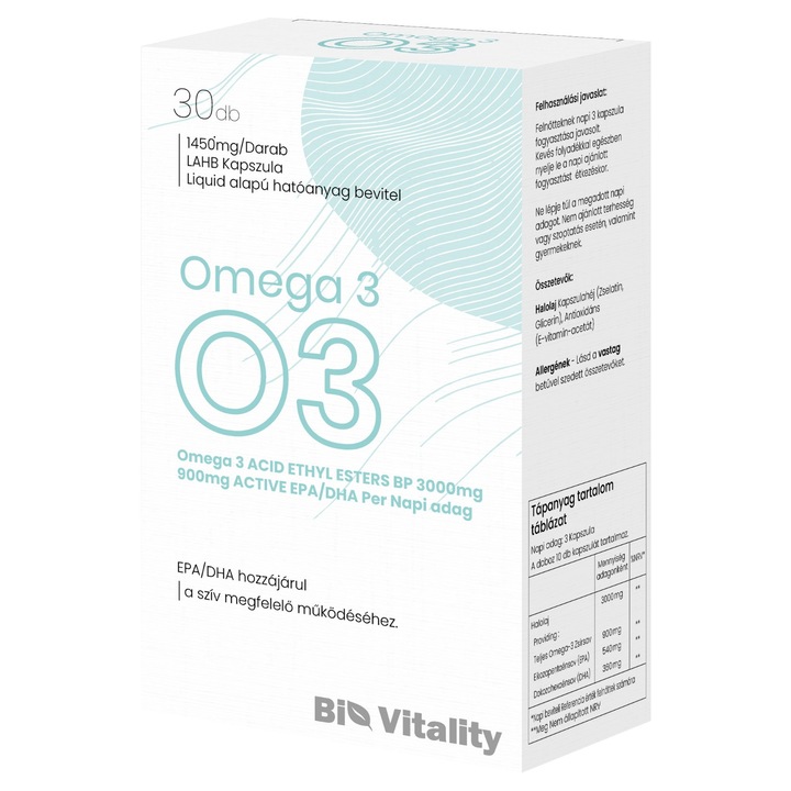 Omega 3, Bio Vitality kapszula 30db Étrend-kiegészítő