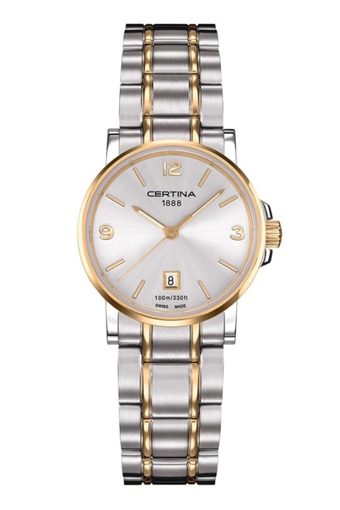 Certina, Ceas de otel inoxidabil, Argintiu, Auriu