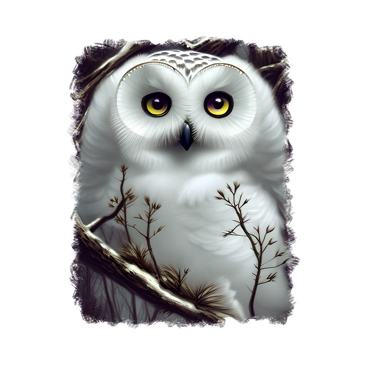 Sticker decorativ, Bufnita, Alb, 70 cm, 9099ST