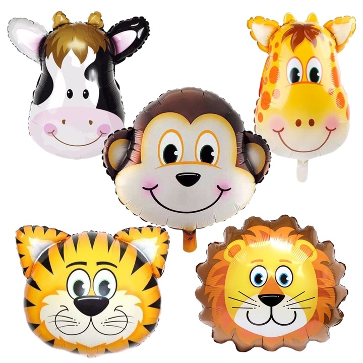Set 5 baloane animalute, Ropet, petrecere aniversara pentru copii, tema jungle party, zoo, safari