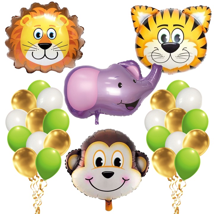 Set 28 baloane animalute, Ropet, petrecere aniversara pentru copii, tema jungle party, zoo, safari