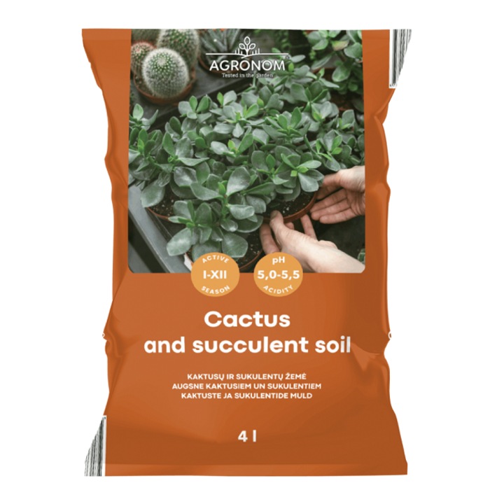 Substrat pentru cactus si plante suculente, Agronom, PH 5-5.5, 4 L