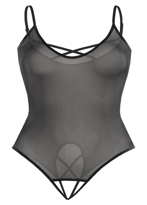 Body ajustat din plasa Silvia, Teyli, Negru