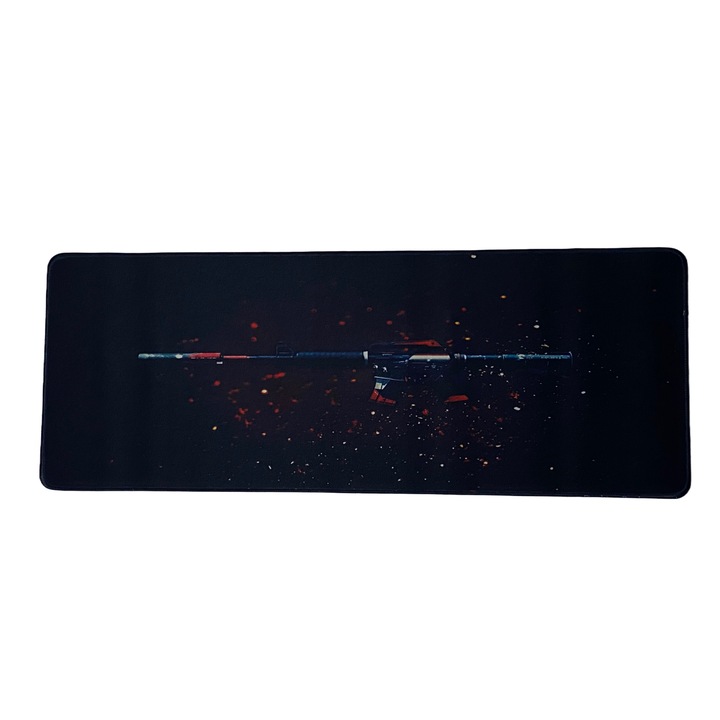Mousepad format Deskmat pentru gaming, Black Assault Rifle 800 x 300 x 2 mm