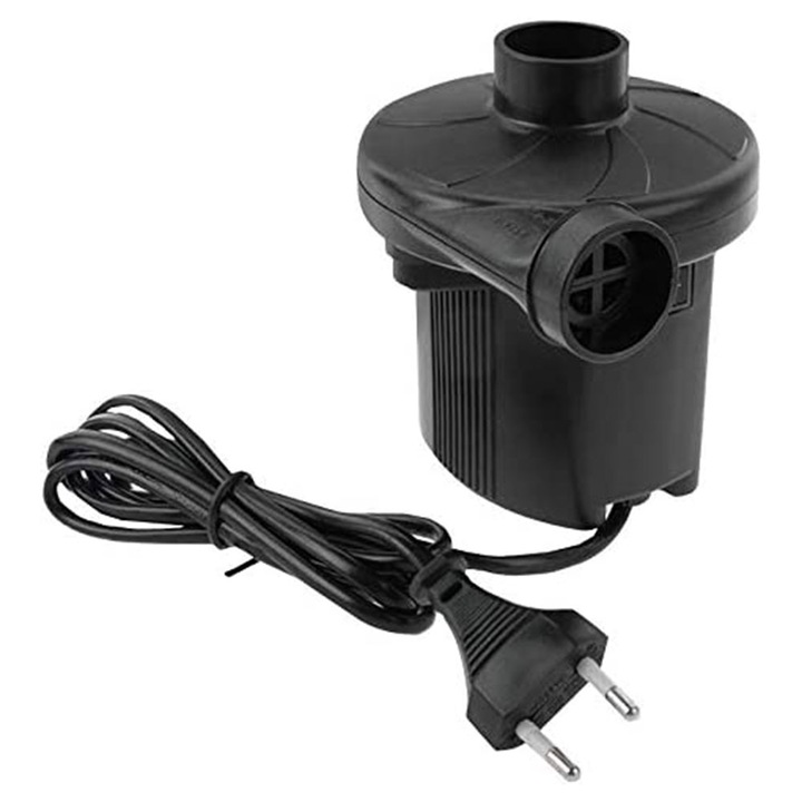 Електрическа помпа SIKS за надуване и изпускане на матраци, 3 дюзи, 240V, 12 V DC, бутон за включване / изключване, преносима, черна