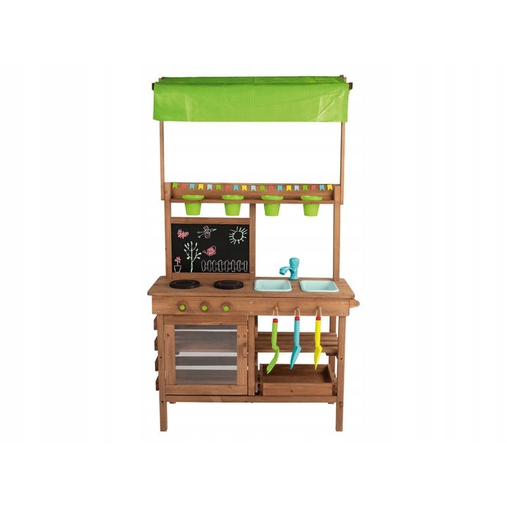 Bucatarie copii, Playtive, Lemn, 3 ani+, 77 x 50 x 135 cm, Maro/Verde