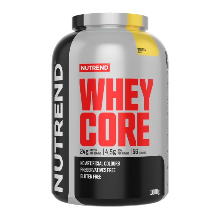 Суроватъчен протеин Nutrend Whey Core, Протеинов концентрат 74% протеин, 1800g, Вкус на ванилия