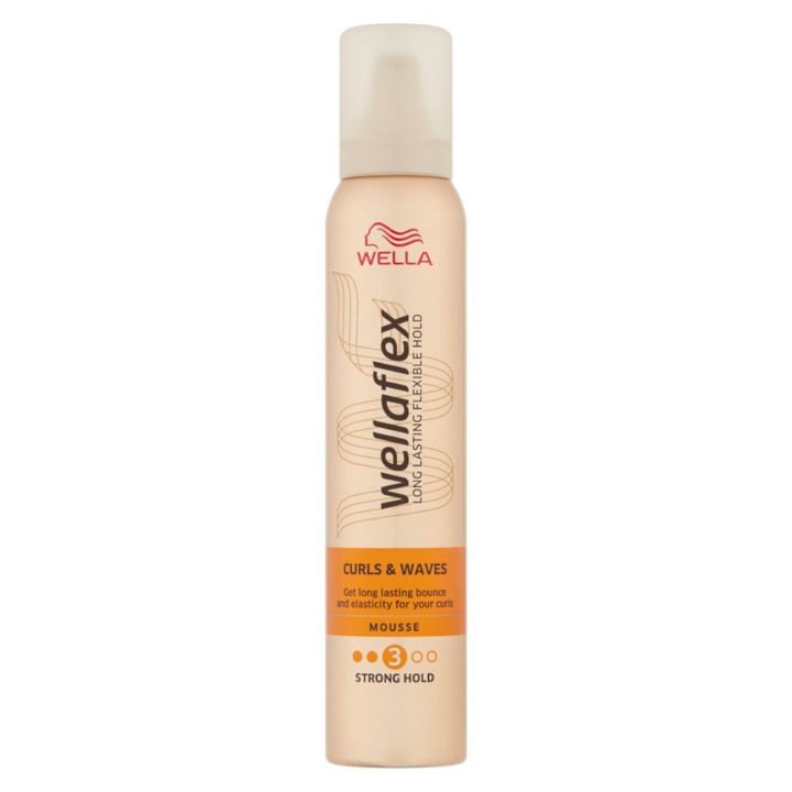 Set 2 x Spuma de Par pentru Fixare Medie Wella Wellaflex Curls & Waves 3, 200 ml