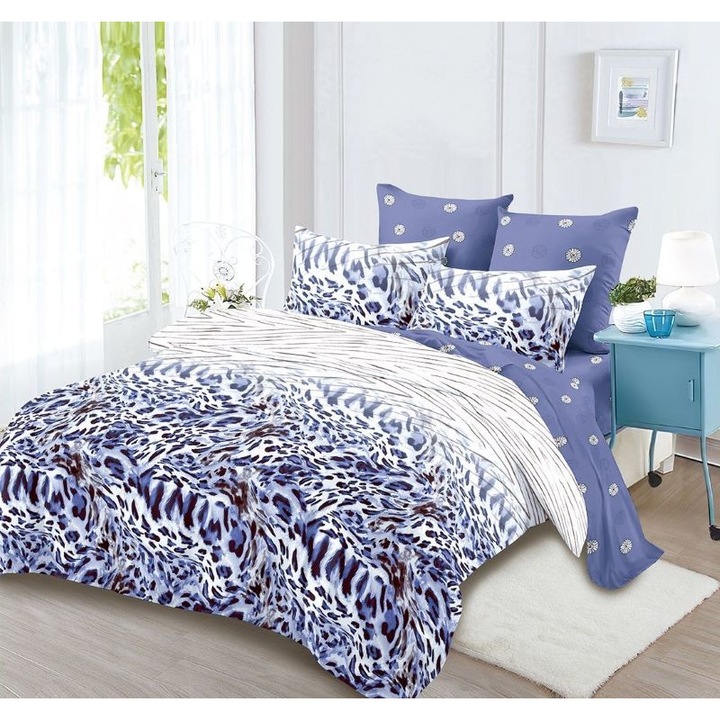 Lenjerie de pat dublu, Finet, 6 piese, 2 persoane, Animal Print, 230x250cm