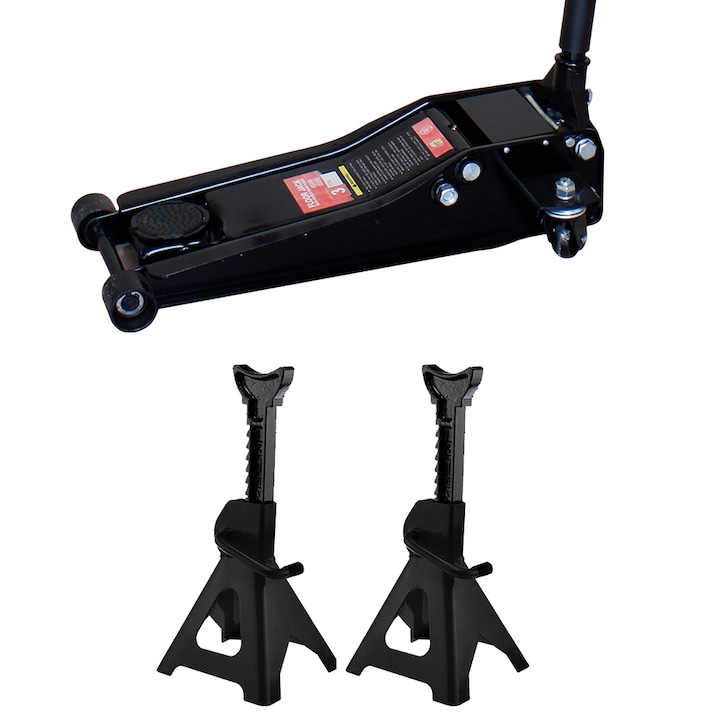 Kit cric hidraulic si dispozitive de sustinere, 3 tone, Marco Tools - Spin