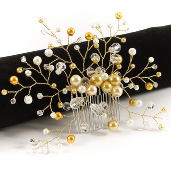 Accesoriu pieptene par auriu Golden Dream pentru nunta sau alte evenimente Accesoriu pieptene par auriu Golden Dream pentru nunta sau alte evenimente