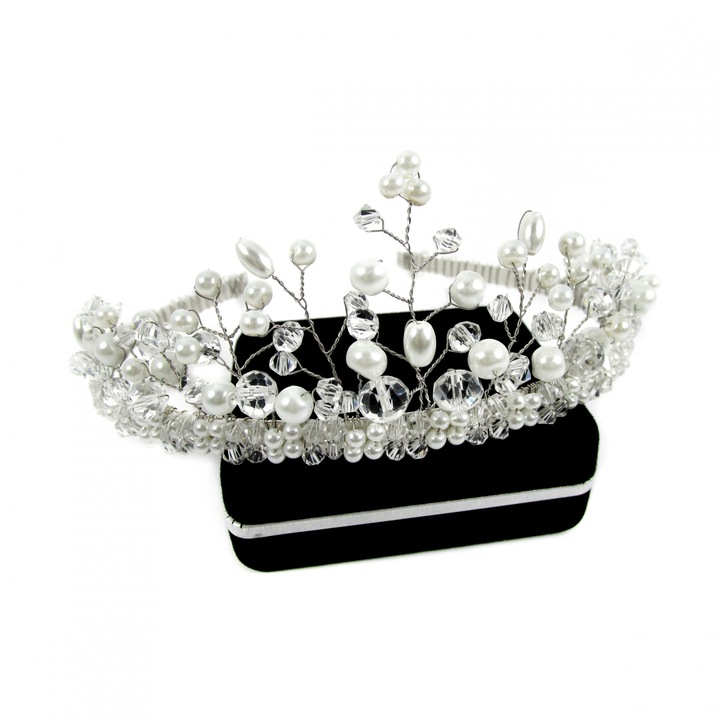 Diadema mireasa ( tiara ) alb