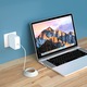Incarcator adaptor 60W pentru Macbook in forma L, cablu alimentare magnetic si mufa MagSafe 1, 1.8 m, 2 protectii de cablu, alb