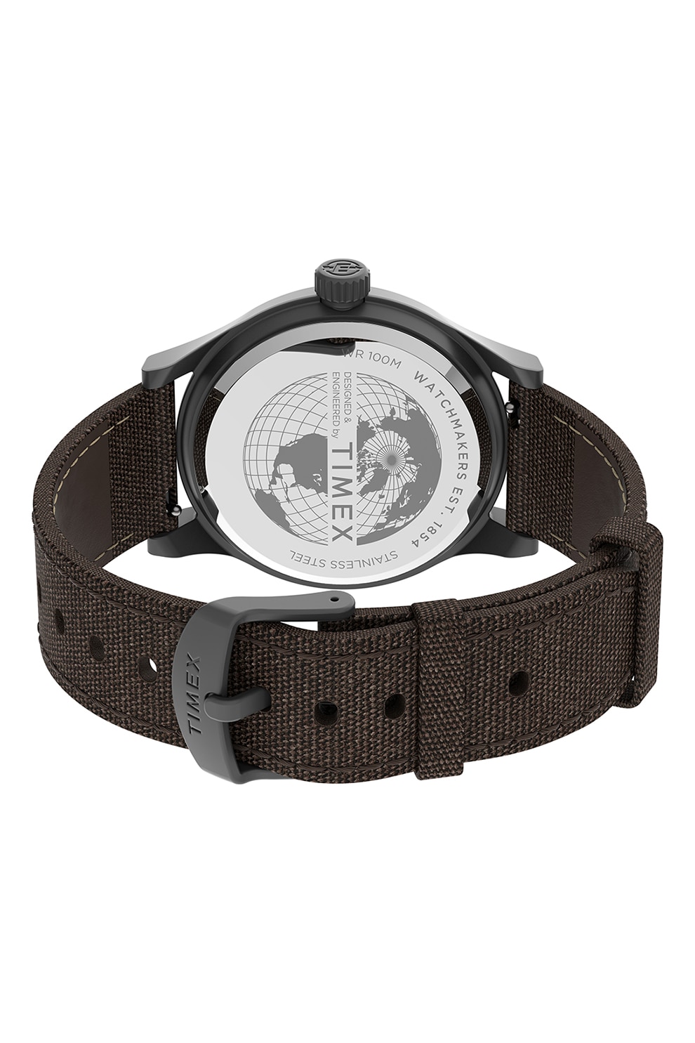 Timex, Аналогов часовник с текстилна каишка, Тъмнокафяв - eMAG.bg