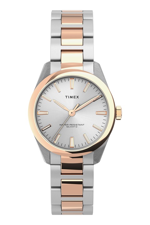 Timex, Двуцветен аналогов часовник, Rose Gold, Сребрист