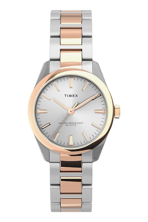 Timex, Двуцветен аналогов часовник, Rose Gold, Сребрист