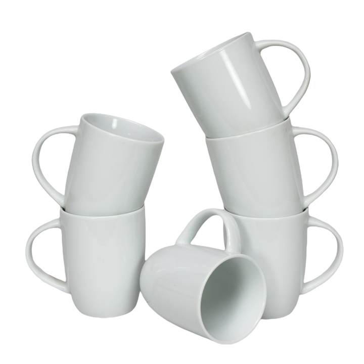 6 darabos bögre szett, 290 ml, Porcelán, Fehér