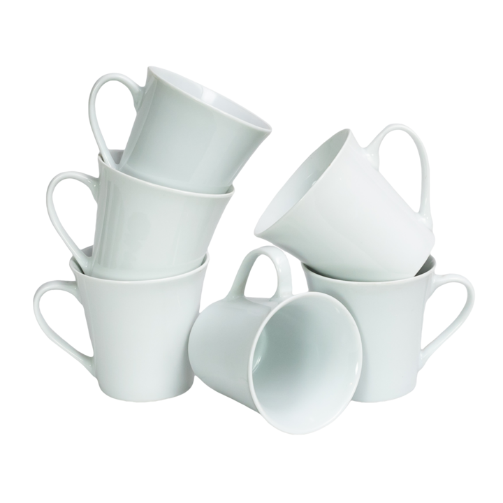 6 darabos bögre szett, 200 ml, Porcelán, Fehér