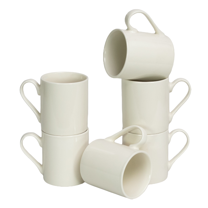 Set 6 cani, Cesiro, 200 ml, Portelan, Alb