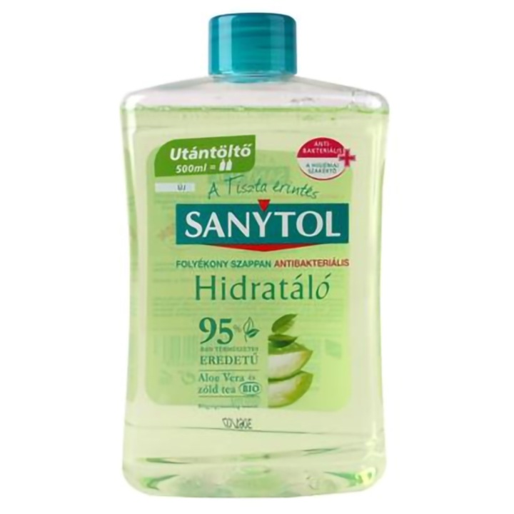 Sanytol антибактериален течен сапун пълнител, зелен чай и алое, 500 ml