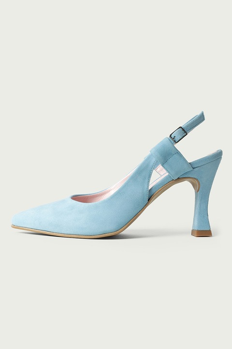 ALURA, Pantofi slingback de piele intoarsa Davina, Albastru pastel, 36