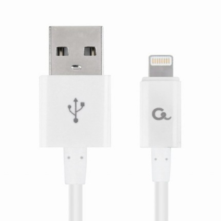 Gembird táp- és adatkábel, USB 2.0 (T) - Lightning (T), 1 m, fehér, CC-USB2P-AMLM-1M-W