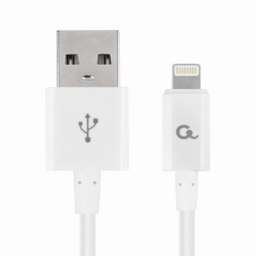 Cablu alimentare si date Gembird, USB 2.0 (T) la tip Lightning (T), 1m, Alb, CC-USB2P-AMLM-1M-W