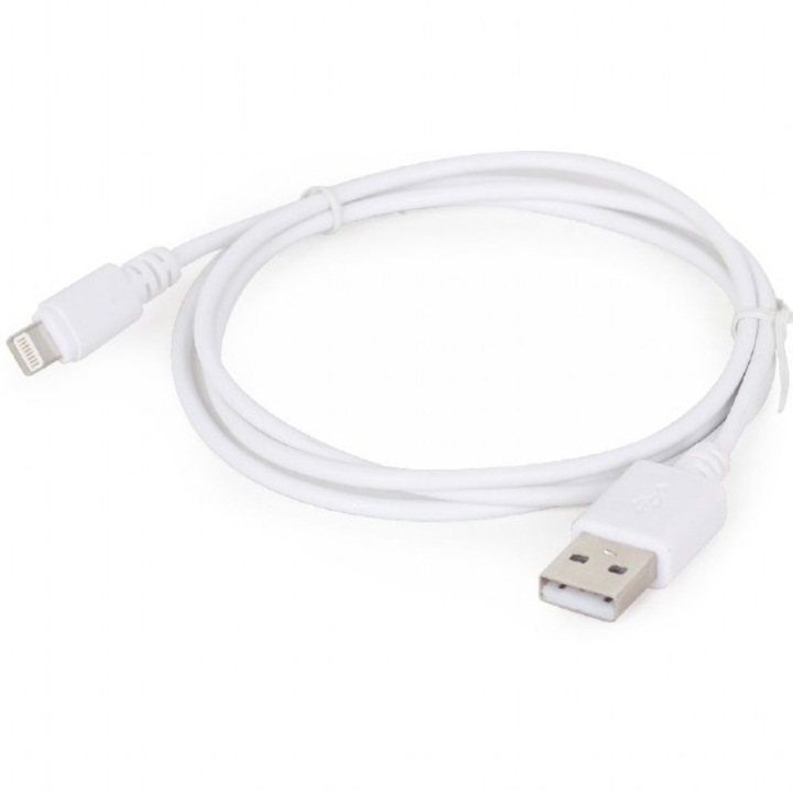 Кабел за зареждане и данни Gembird CC-USB2-AMLM-2M-W, USB 2.0 (T) към Lightning (T), 2 м, Бял