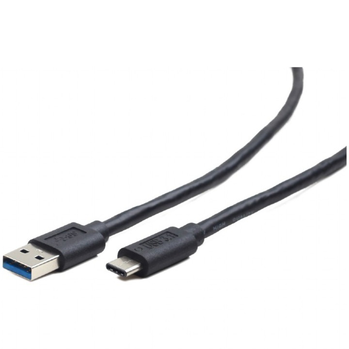 Кабел за зареждане и данни Gembird, USB 3.0 (T) към USB 3.1 Type-C (T), 36W, 0,1 м, Черен, CCP-USB3-AMCM-0,1M