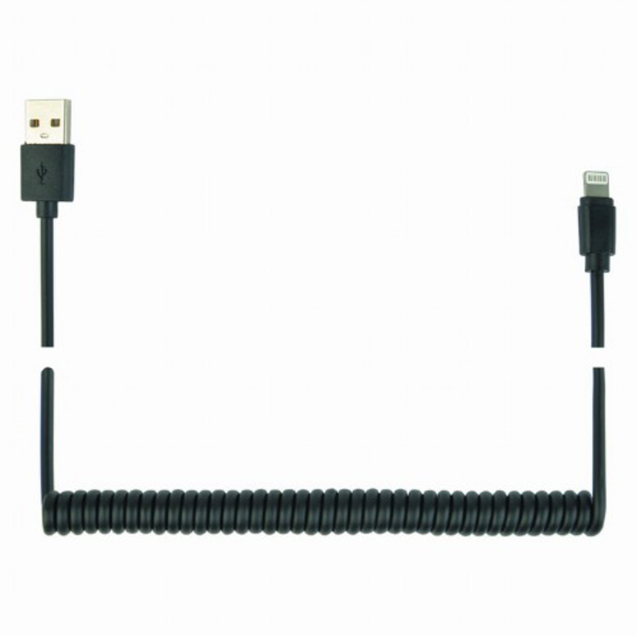Cablu alimentare si date Gembird, USB 2.0 (T) la tip Lightning (T), 1.5m, spiralat, Negru, CC-LMAM-1.5M