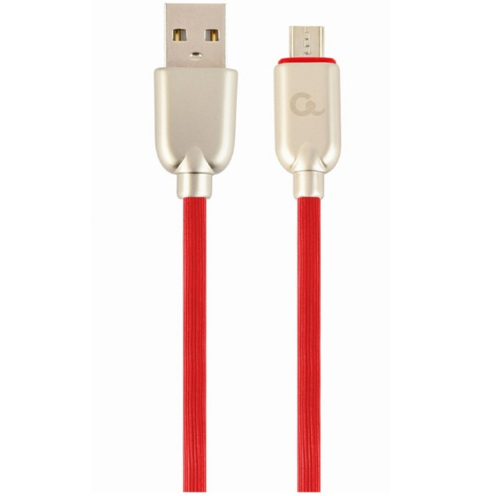 Gembird táp- és adatkábel, USB 2.0 (T) - Micro-USB 2.0 (T), 2m, piros, CC-USB2R-AMmBM-2M-R