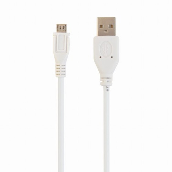 Gembird táp- és adatkábel, USB 2.0 (T) - Micro-USB 2.0 (T), 1 m, fehér, CCP-mUSB2-AMBM-W-1M