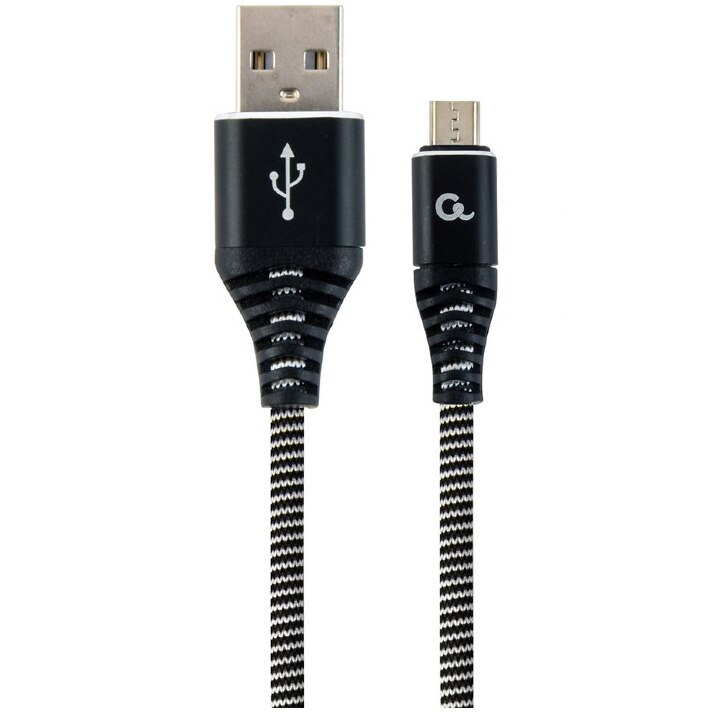 Cablu alimentare si date Gembird, USB 2.0 (T) la Micro-USB 2.0 (T), 1m, Negru / Alb CC-USB2B-AMmBM-1M-BW