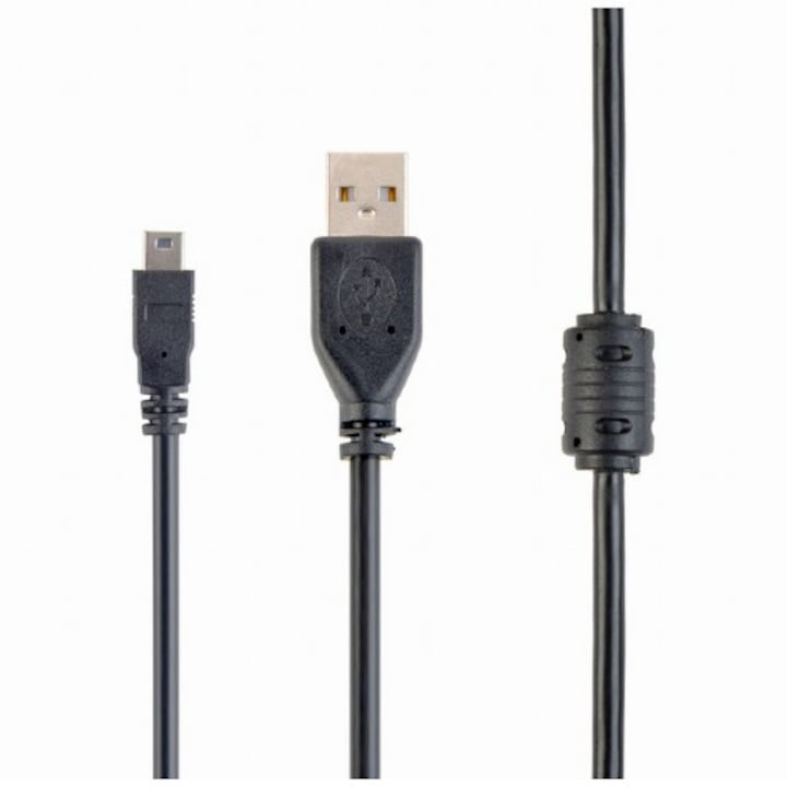 Cablu alimentare si date Gembird, USB 2.0 (T) la Mini-USB 2.0 (T), 1.8m, conectori auriti, Negru, CCF-USB2-AM5P-6
