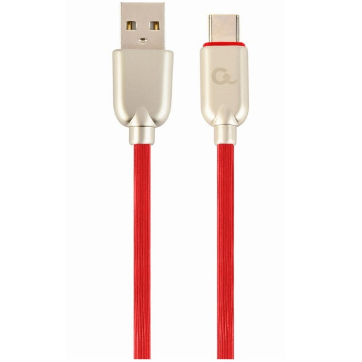 Gembird táp- és adatkábel, USB 2.0 (T) – USB 2.0 Type-C (T), 2 m, piros, CC-USB2R-AMCM-2M-R