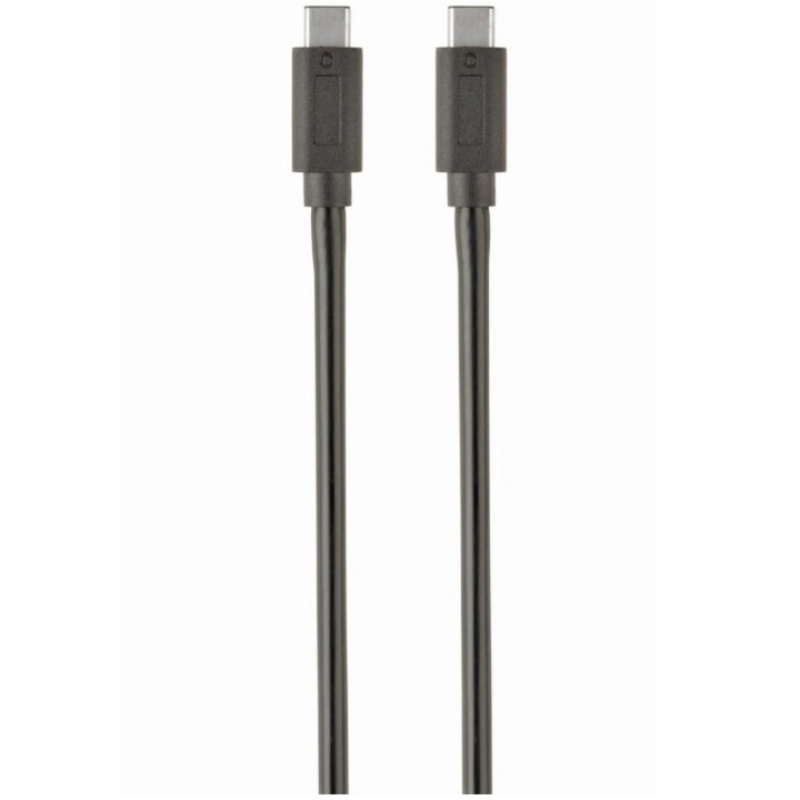 Кабел за захранване и данни на Gembird, USB 3.1, USB Type-C (T) към USB Type-C (T), 1 m, златни конектори, черен, CCP-USB3.1-CMCM-1M