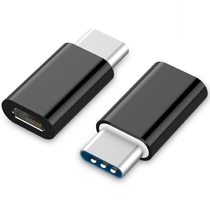 Gembird USB Type-C apa / Micro-USB anya adapter, USB 2.0, fekete