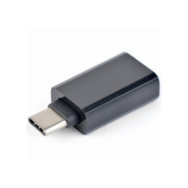 Адаптер Gembird, USB 2.0 Type-C (T) към USB 2.0 (M), черен, CC-USB2-CMAF-A